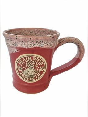 Death Wish Coffee Co Donuts Die Salmon Pink 2022 Ltd Ed Handthrown Ceramic Mug